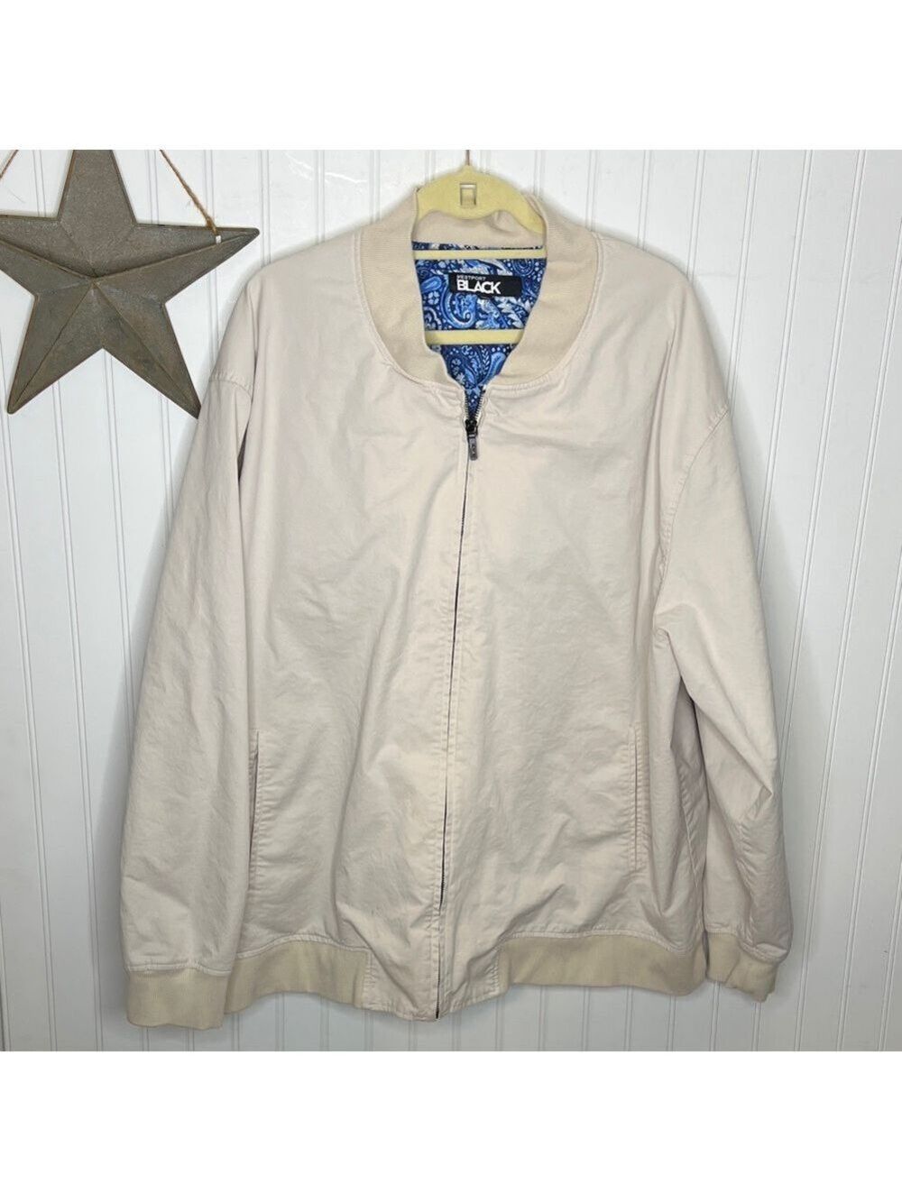 Black Westport Brand Men's Light Beige Bomber Jacket Size 2XB